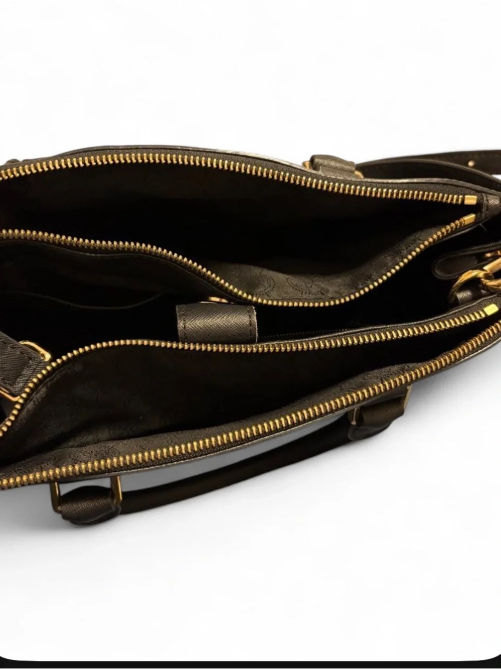 Michael Kors Black Saffiano Satchel with Gold Hardware